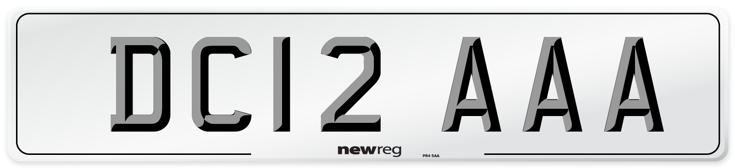 DC12 AAA Number Plate from New Reg